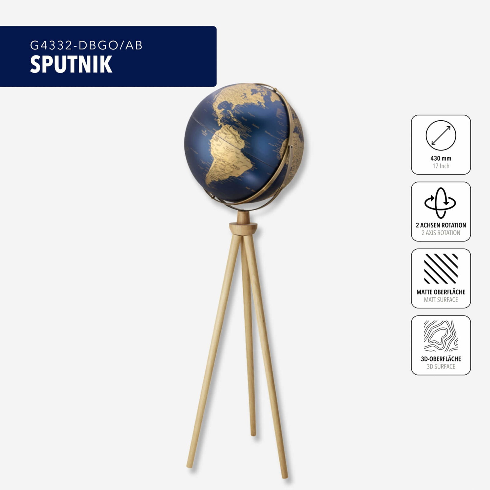 Troika Sputnik Donkerblauw / Goud - Afbeelding 3